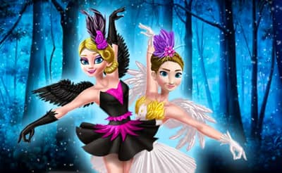 Ellie and Annie Black Swan and White Swan